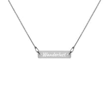 Load image into Gallery viewer, Wanderlust Engraved Silver Bar Chain Necklace or personalize it!