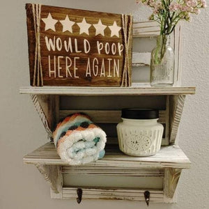 Home Decor "Would poop here again *****" Handcrafted Wood
