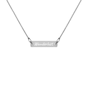 Wanderlust Engraved Silver Bar Chain Necklace or personalize it!