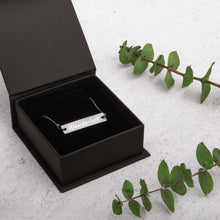 Load image into Gallery viewer, Wanderlust Engraved Silver Bar Chain Necklace or personalize it!
